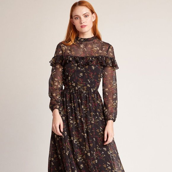 BB Dakota Floral Maxi Boho Chic Chiffon sz4 - Picture 1 of 6